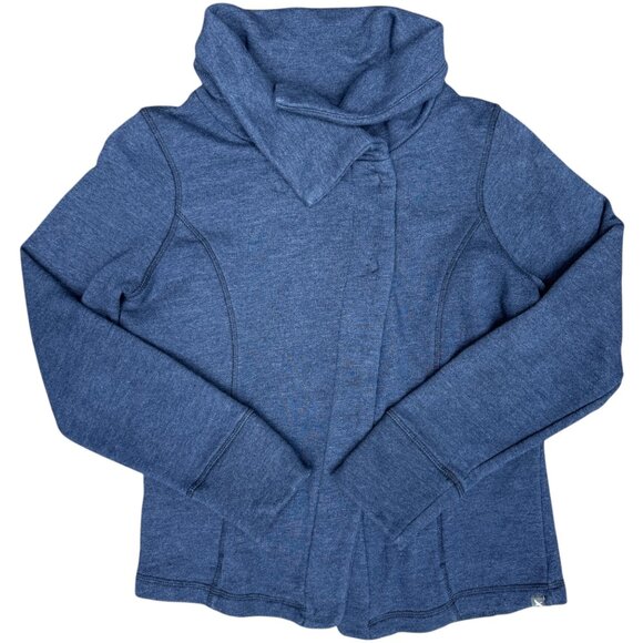Women's‎ EDDIE BAUER Sweatshirt Jacket Blue Cowl Neck- Size M - Picture 1 of 11